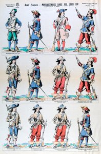 Frans leger, musketiers van Lodewijk XIII en Lodewijk XIV, 17e eeuw