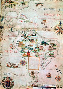 Franse kaart van Midden- en Zuid-Amerika, Frans, 1550 door Unbekannt