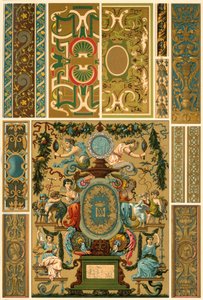 Franse Renaissance muurschildering, polychroom beschilderde sculptuur, weven en boekomslagen, 1898 door Unbekannt