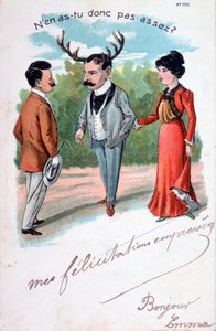 Franse overspel karikatuur ansichtkaart, ca. 1900