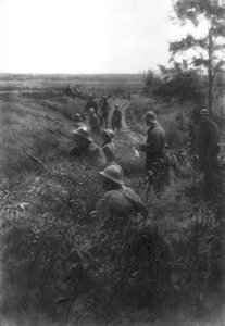 Franse infanteriepositie in een verzonken laan, ten noorden van Villers-Cotterets, Aisne, Frankrijk