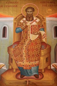 Fresco in de Grieks-orthodoxe kerk van Sint Gregorius Palamas, Thessaloniki, Griekenland door Unbekannt