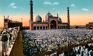Vrijdaggebeden, Jama Masjid, Delhi, India, begin 20e eeuw door Unbekannt