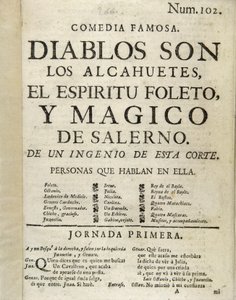 Frontispice van "Diablos son los alcahuetes, el espiritu foleto, y magico de Salerno" door Unbekannt