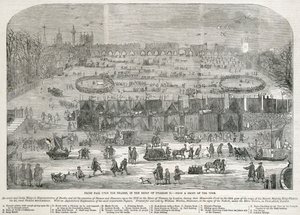 Frost Fair op de Theems tijdens het bewind van Karel II, Londen, 1683