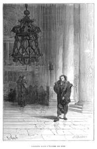 Galileo observeert het zwaaien van de kroonluchter in de Kathedraal van Pisa, c1584 1870