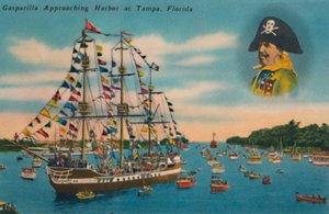 Gasparilla nadert de haven van Tampa, Florida door Unbekannt