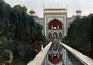 Poort naar de Taj Mahal, Agra, Uttar Pradesh, India, ca. 1890