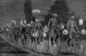 Verzameling van de Britse wielerclubs bij Castle Inn, Woodford, Essex, 1 juni 1889 door Unbekannt