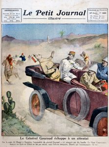 Generaal Gouraud ontsnapt aan een moordaanslag op weg van Damascus naar Kunaitra, 1921