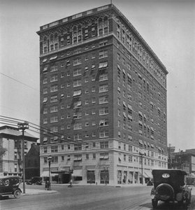 Algemeen buitenaanzicht, het Melbourne Hotel, St. Louis, Missouri, 1924