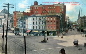 Genesse, Chippewa en Washington Streets, Buffalo, New York, VS, ca. 1910 door Unbekannt