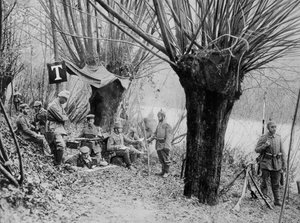Duitse veldtelefoonstation, Aisne, Frankrijk, Eerste Wereldoorlog, 1915