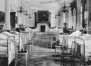Duitse ziekenhuis slaapzaal voor soldaten, Frankfurt am Main, Duitsland, Eerste Wereldoorlog, 1915