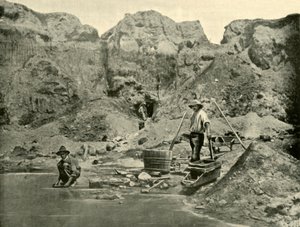 Goudzoekers aan het Werk bij Beechworth, Victoria, 1901 door Unbekannt