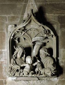 Gotische kunst: epitaaf van een kanunnik Steenbeeldhouwwerk door Nicolas de Leiden. 1463 Kathedraal Notre Dame Straatsburg (Bas-Rhin) door Unbekannt