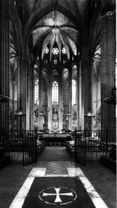 Gotische kunst: uitzicht op het koor van de kathedraal van Sint Eulalia. 1298. Barcelona, Spanje