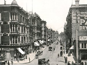 Grant Avenue kijkend naar het noorden vanaf Market Street, San Francisco, VS, 1895 door Unbekannt
