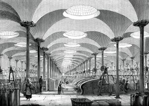 Grote zaal in Messrs Marshalls vlasfabriek, Leeds, ca. 1880 door Unbekannt