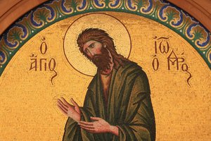 Grieks-orthodox icoon die Johannes de Doper afbeeldt, Thessaloniki, Griekenland