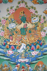 Groene Tara, symbool van welvaart. Kopan-klooster, Kathmandu, Nepal door Unbekannt