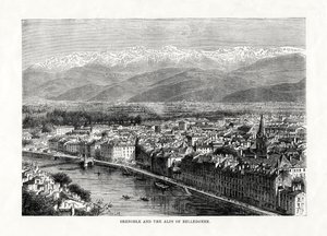 Grenoble en de Alpen van Belledonne, Frankrijk, 1879 door Unbekannt