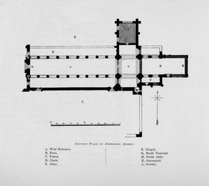 Grondplan van Jedburgh Abbey, 1897 door Unbekannt