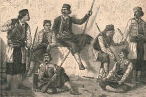Groep Montenegrijnen, ca. 1879 door Unbekannt