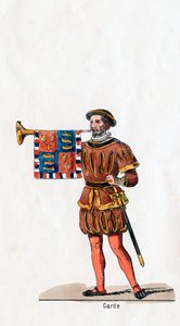 Wachter, kostuumontwerp voor Shakespeares toneelstuk, Henry VIII, 19e eeuw
