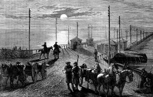 Een brug over de Potomac bewaken, Amerikaanse Burgeroorlog, ca. 1861 ca. 1880 door Unbekannt