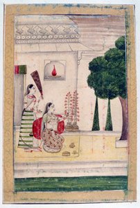 Gunakali Ragini, Ragamala Album, School van Rajasthan, 19e eeuw door Unbekannt