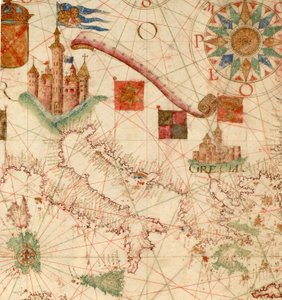 HM 1549 LUIS TEIXEIRA, PORTOLAN KAART. Lissabon, ca. 1600 Ingeschreven op een rol 