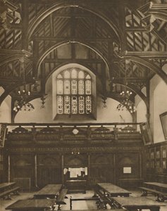 Hal van Grays Inn, waar The Comedy of Errors werd opgevoerd tijdens Shakespeares leven, ca. 1935