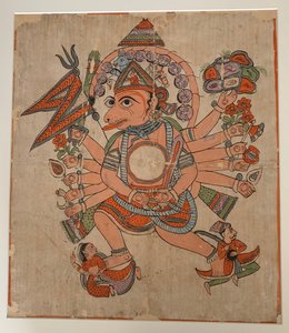 Hanuman in zijn tantrische vijfkoppige Pancha Mukha-vorm door Unbekannt