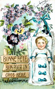 Gelukkige verjaardag, Grote Baby, Grote Baby, Franse ansichtkaart, ca. 1900 door Unbekannt