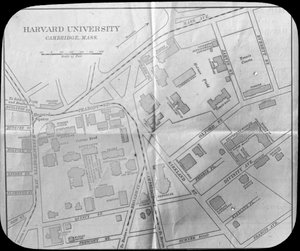 Campuskaart van Harvard University, Cambridge, Massachusetts, VS, eind 19e of begin 20e eeuw door Unbekannt
