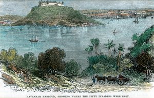 Havannah Haven, toont waar de vijftig indringers werden neergeschoten, Cuba, ca. 1880 door Unbekannt