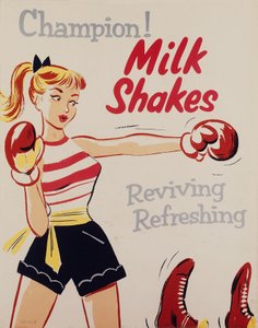 Gezondheidseducatie: Kampioen! Milkshakes, poster, ca. 1955-1960 door Unbekannt