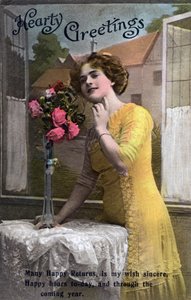 Hartelijke groeten, verjaardagskaart, ca. 1918