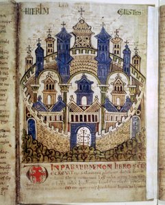 Hemels Jeruzalem, een pagina uit Liber Floridus, 12e eeuw