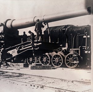 Zware artillerie op een trein, ca. 1914-ca. 1918 door Unbekannt