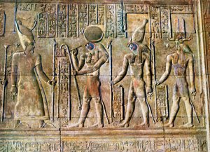 Hiërogliefenreliëf, Tempel van Kom Ombo, Egypte