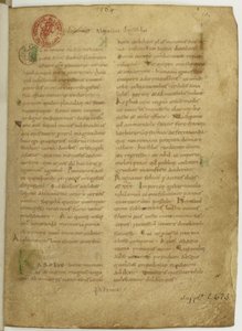 Historia Brittonum door Nennius. Eerste pagina van manuscript, 11e eeuw door Unbekannt