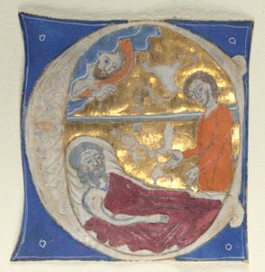 Geïllustreerde Initiaal Uitgesneden uit een Bijbel, 1200s door Unbekannt