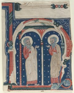 Versierde initiaal H uit een Antifonarium: SS. Paulus de kluizenaar en Antonius, ca. 1200-1230