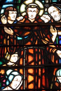 Ho Chi Minhstad. Notre-Dame Kathedraal Basiliek van Saigon. Glas-in-loodraam. Sint Antonius van Padua. Ho Chi Minhstad. Vietnam door Unbekannt