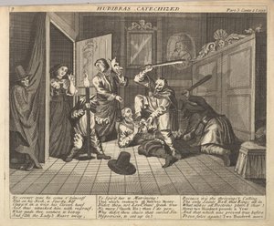 Hudibras gecatechiseerd Plaat 9: Illustraties bij Samuel Butlers Hudibras, 1725-30 door Unbekannt