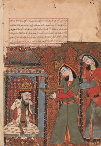 Ilar of Irakht op het punt om de kom rijst naar de koning te gooien, Folio uit een Kalila wa Dimna, 18e eeuw door Unbekannt
