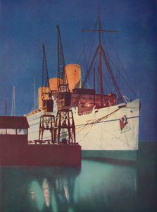 Verlicht door schijnwerpers, wordt het kenmerkende uiterlijk van de Empress of Britain benadrukt, 19 door Unbekannt