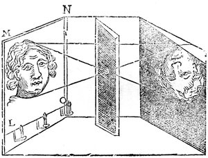 Illustratie van het principe van de camera obscura, 1671 door Unbekannt